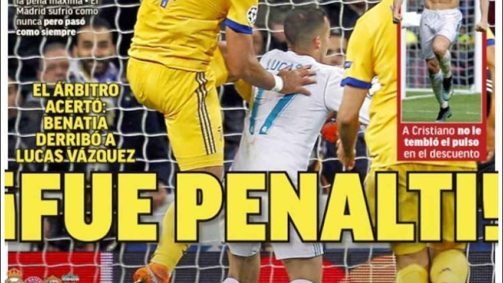 '¡Fue penalti!', titula MARCA sobre la gran polémica del Real Madrid - Juventus.