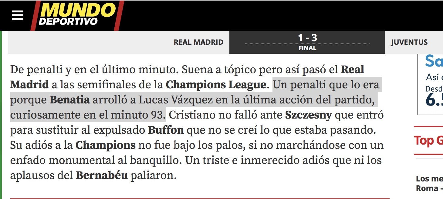 Mundo Deportivo se rinde a la evidencia: fue penalti a Lucas Vázquez