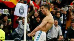 Cristiano celebra el penalti a la Juventus