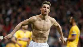 Cristiano celebra su gol a la Juventus