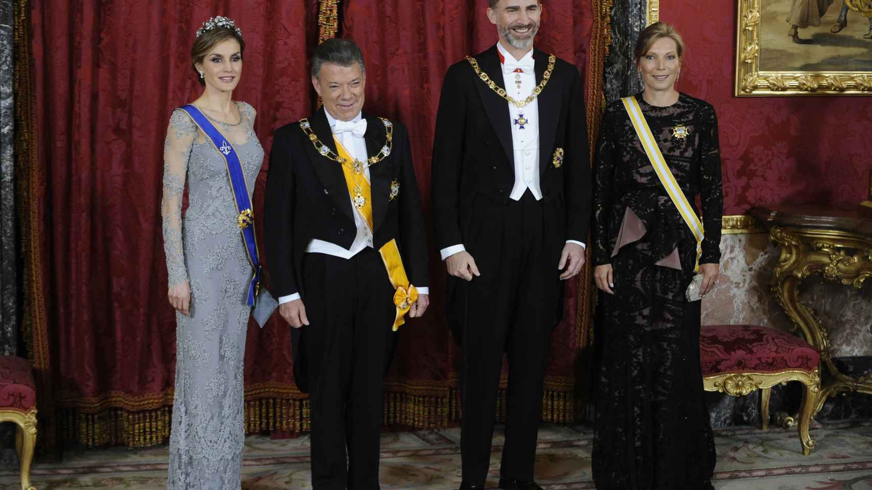 Letizia, Juan Manuel Santos, Felipe VI y Clemencia Rodríguez
