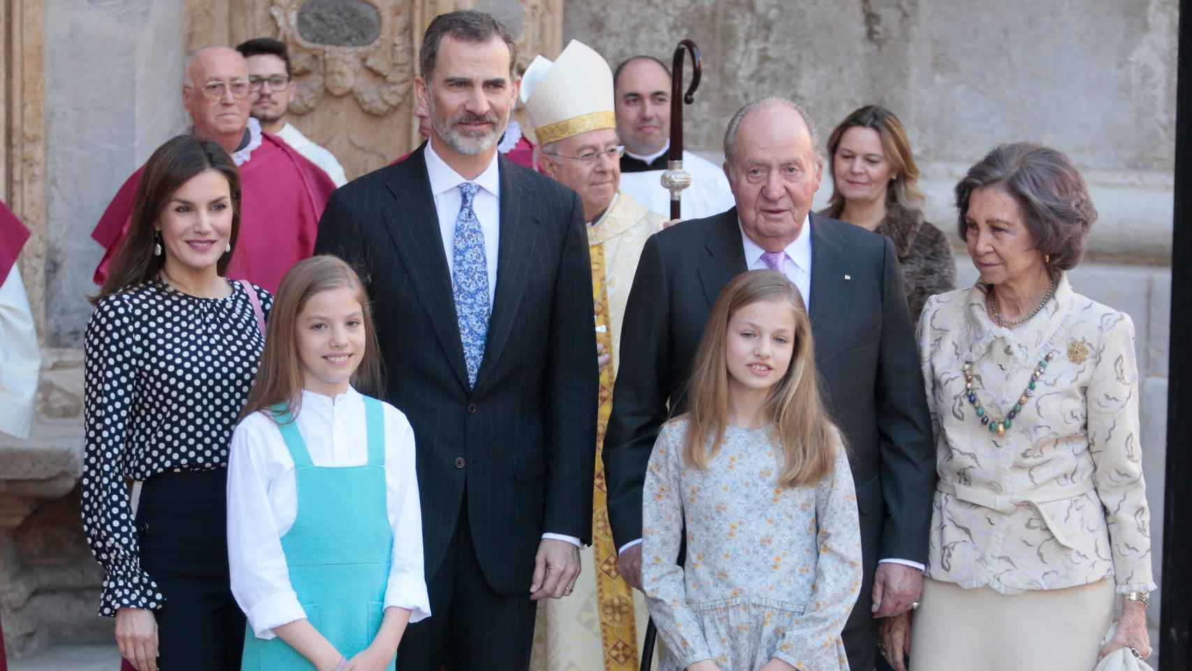 La Familia Real el día de la Misa de Resurrección.