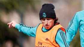 Modric, en el entrenamiento del Real Madrid