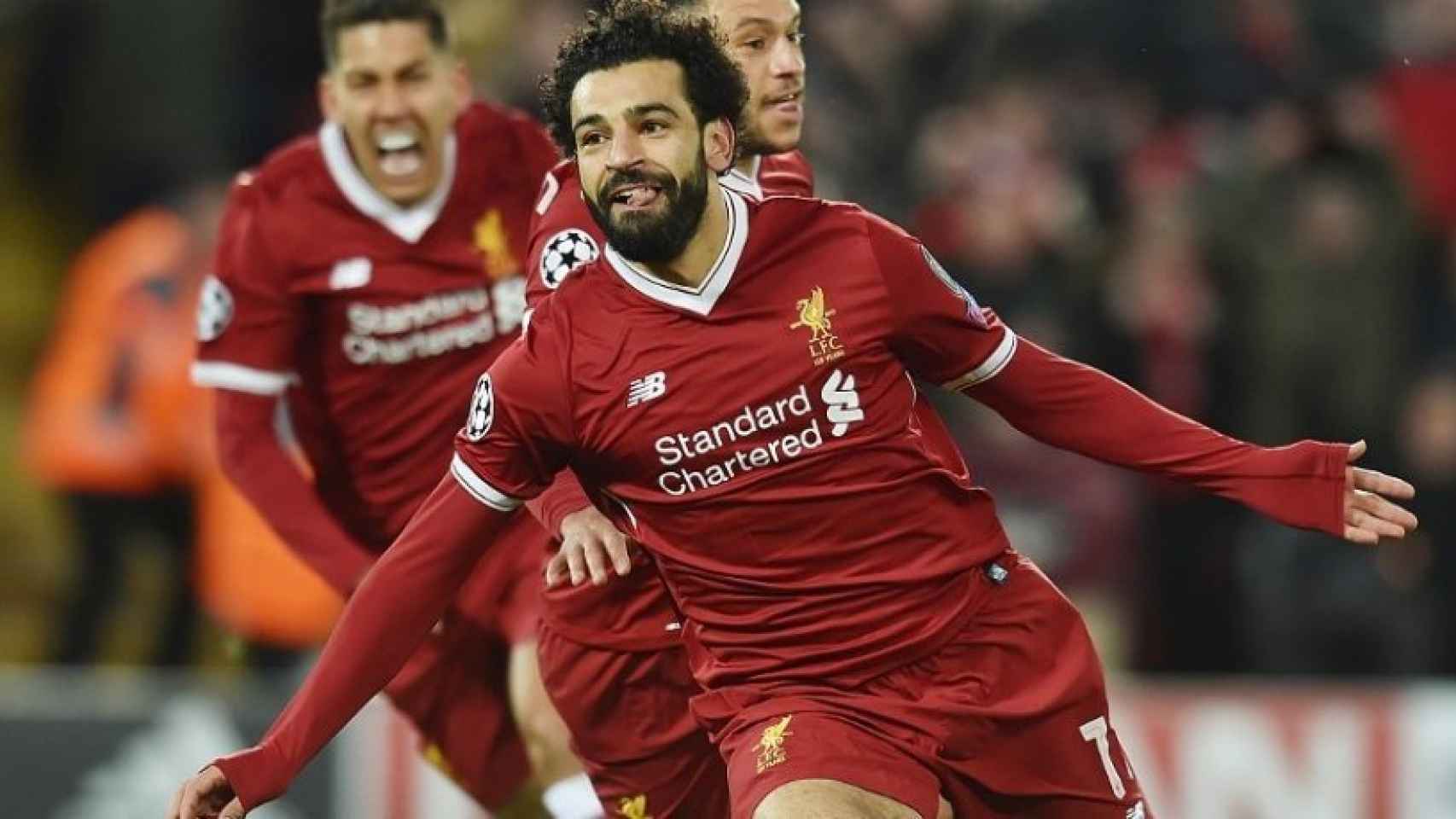 Salah celebrando un gol con el Liverpool. Foto: Twitter (@LFC).