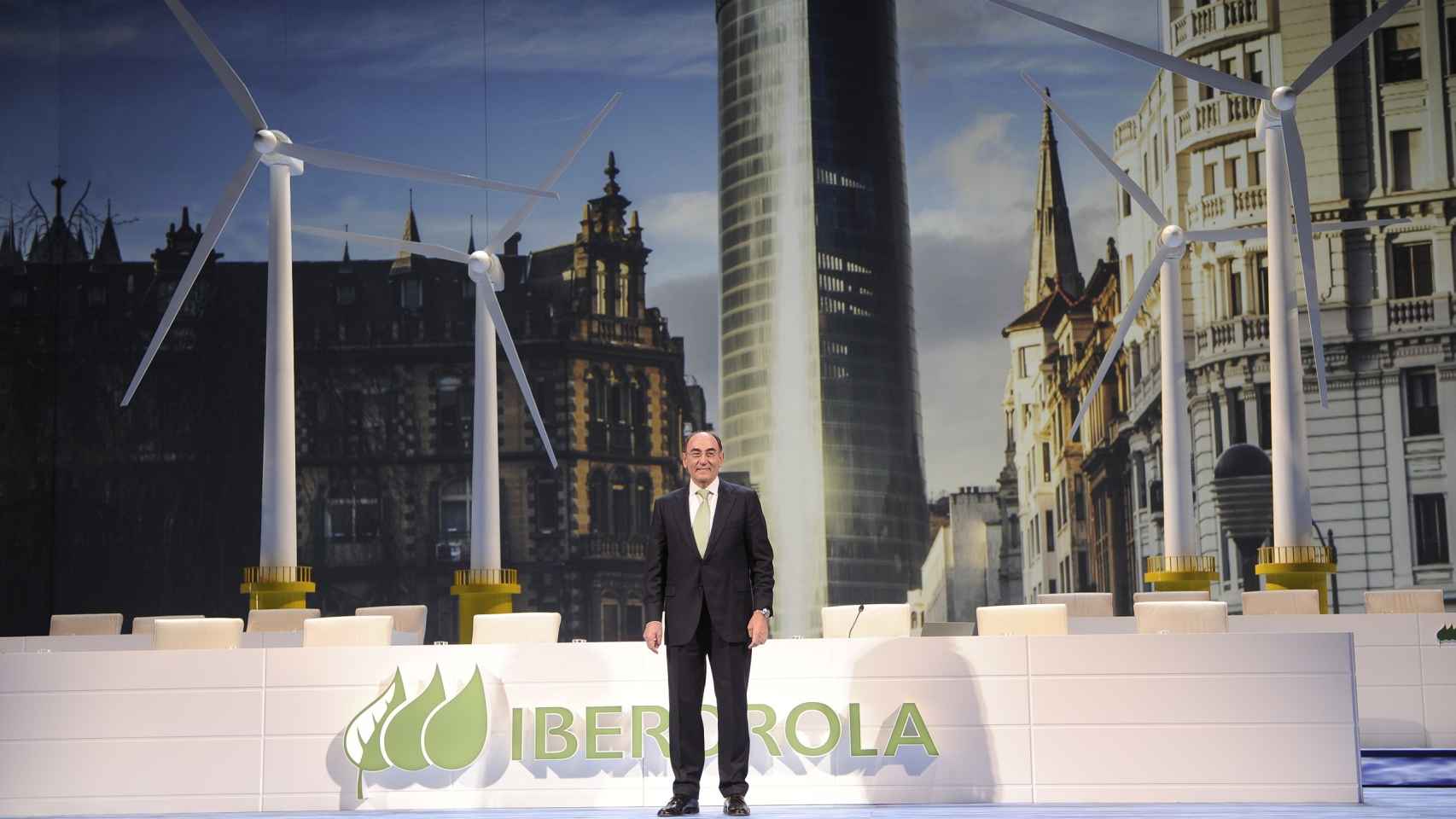El presidente de Iberdrola, Ignacio Sánchez Galán, durante la última junta general de accionistas.