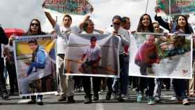 Una manifestación por la liberación de los periodistas secuestrados.