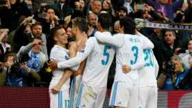 Los jugadores del Real Madrid celebran el pase a semifinales