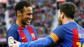 Messi y Neymar celebrando un gol   Foto: fcbarcelona.es