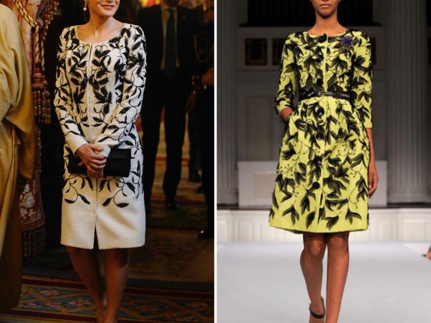 Letizia, de Felipe Varela (2018). Modelo, de Oscar de la Renta (2010)