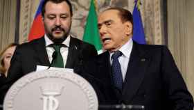 El líder del partido de la Liga, Salvini, y el líder de Forza Italia, Berlusconi.