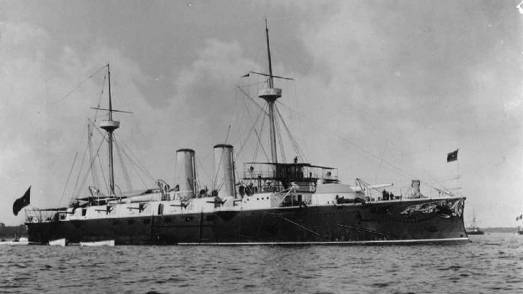 El crucero Infanta María Teresa, buque insignia de la flota del almirante Cervera