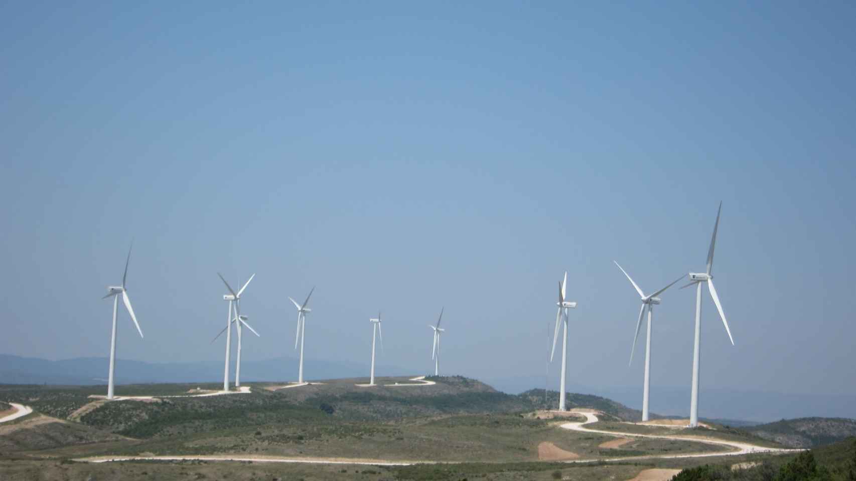 Un parque de aerogeneradores en Aragón.