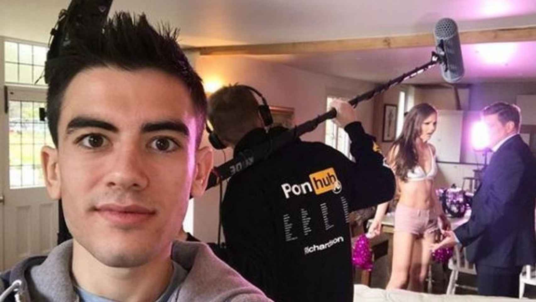 Jordi 'El Niño Polla' durante el rodaje de una escena porno. Redes sociales.