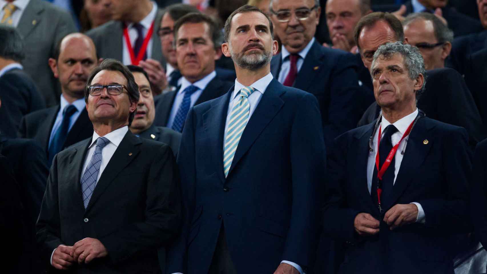 Artur Mas, el principle Felipe VI y Ángel María Villar.
