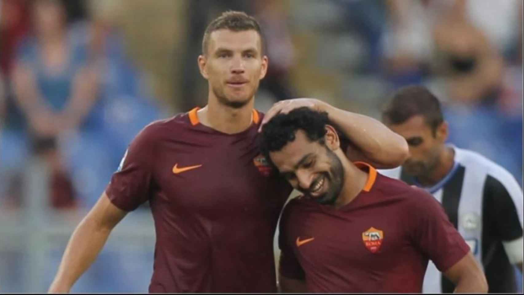 Dzeko y Salah, juntos en la Roma. Foto: asroma.com
