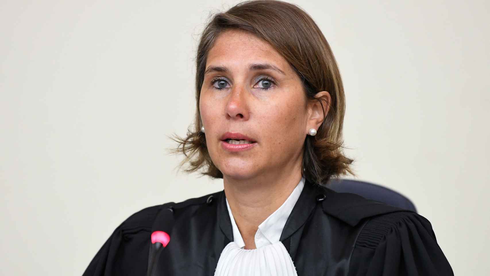 La juez Marie-France Keutgen, durante la lectura del fallo