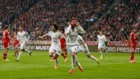 Sergio Ramos celebra uno de sus goles en Münich.
