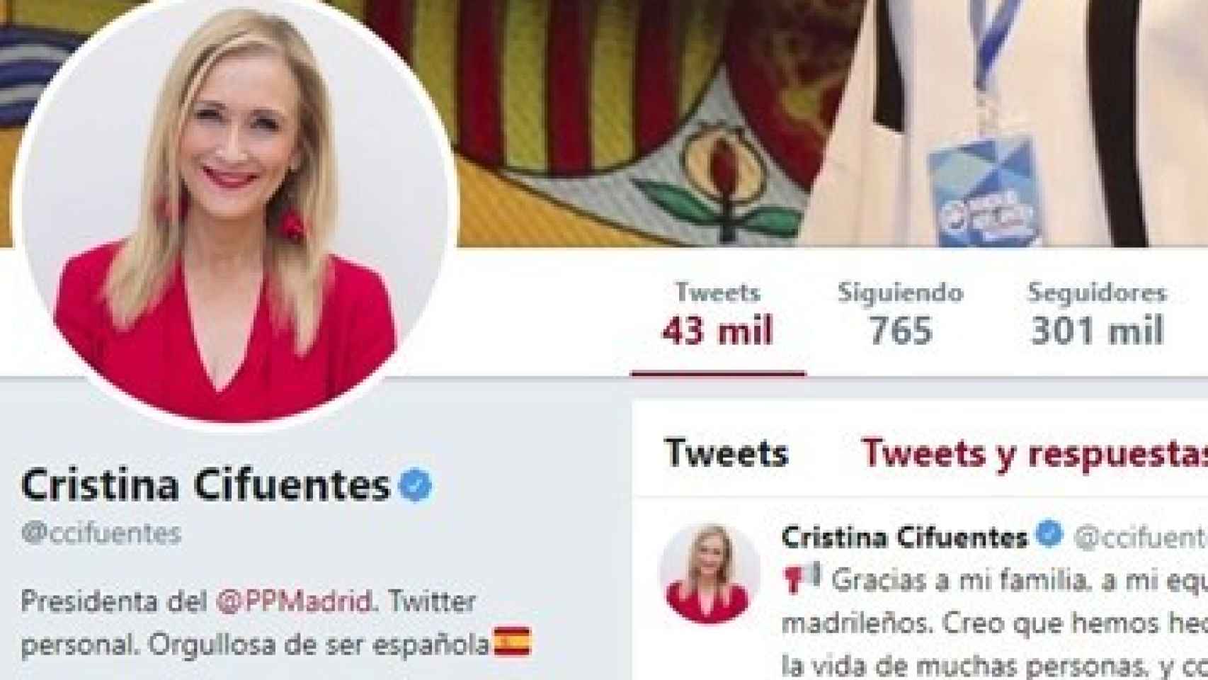 El perfil de Twitter de Cristina Cifuentes.