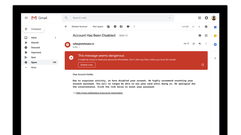 notificaciones gmail potencialmente peligroso
