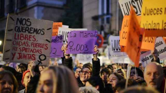 Manifestación en Madrid contra la justicia patriarcal por el juicio de la violación grupal de los Sanfermines de 2016