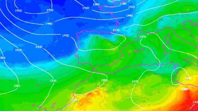 La masa de aire frío que cruzará España a partir de este viernes.