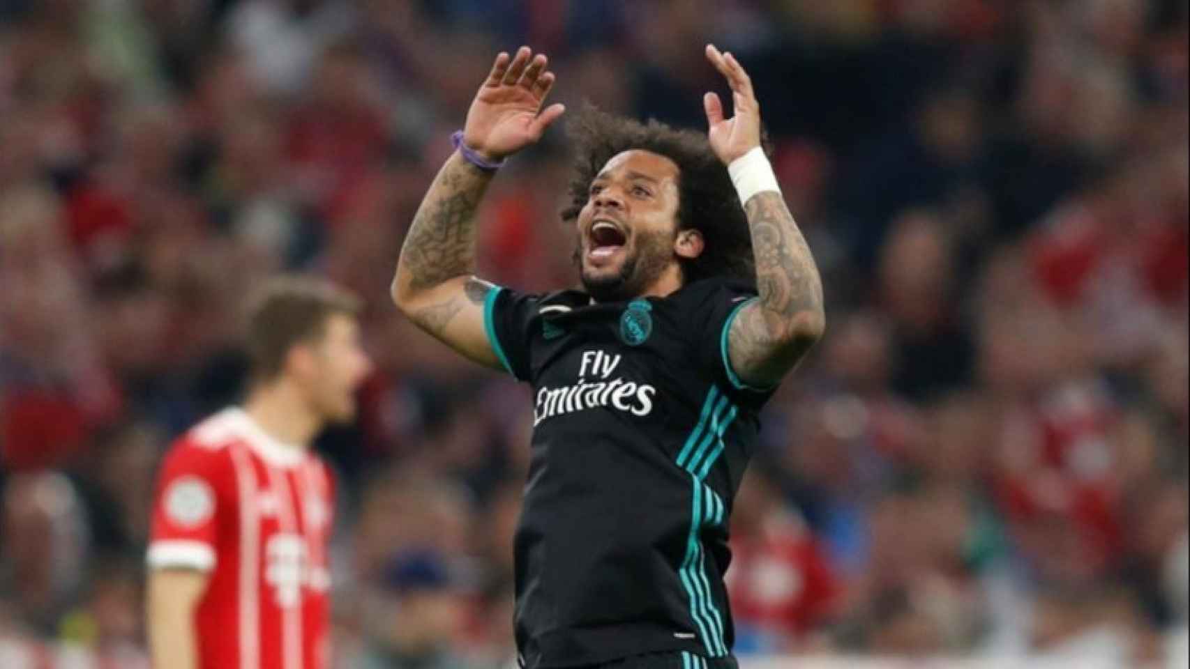 Marcelo celebra su gol al Bayern
