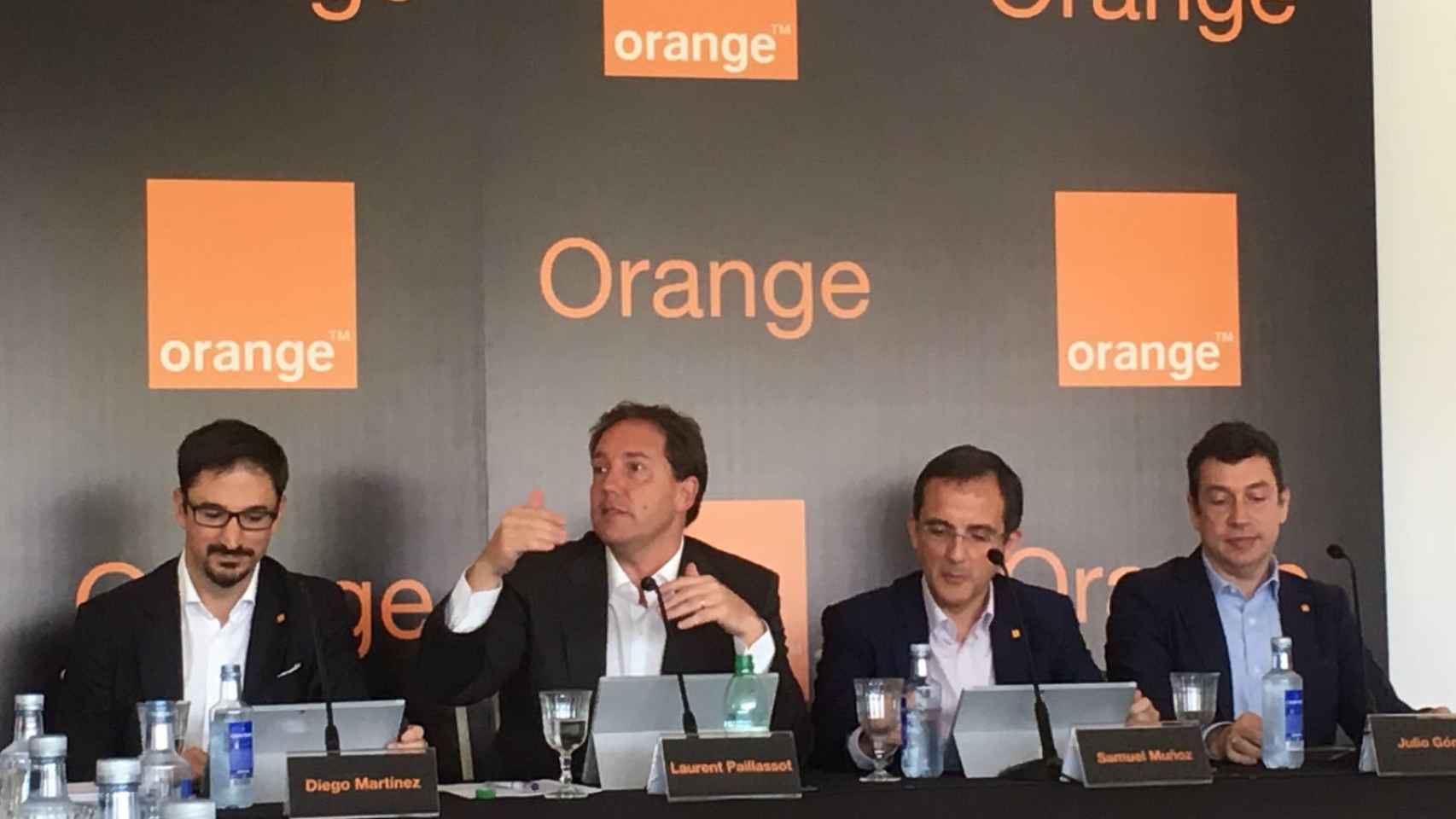 El equipo directivo de Orange durante la presentación de los resultados trimestrales de la compañía.