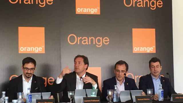 El equipo directivo de Orange durante la presentación de los resultados trimestrales de la compañía.