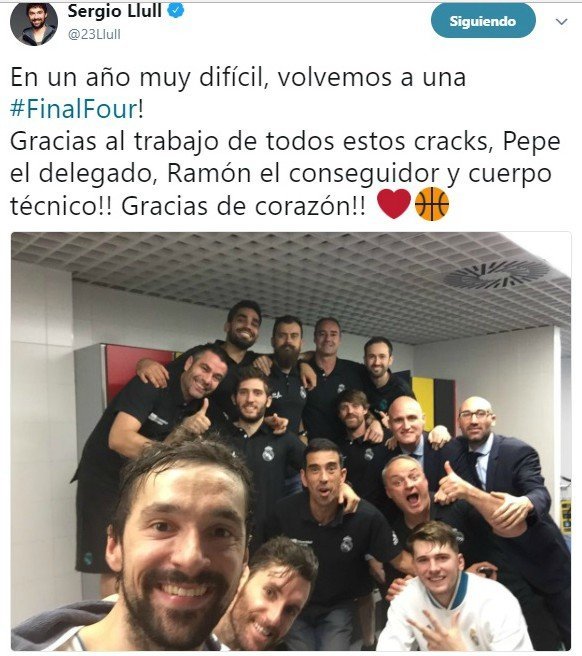 El primer selfie del Llull tras lograr el Madrid el pase a la Final Four 2018