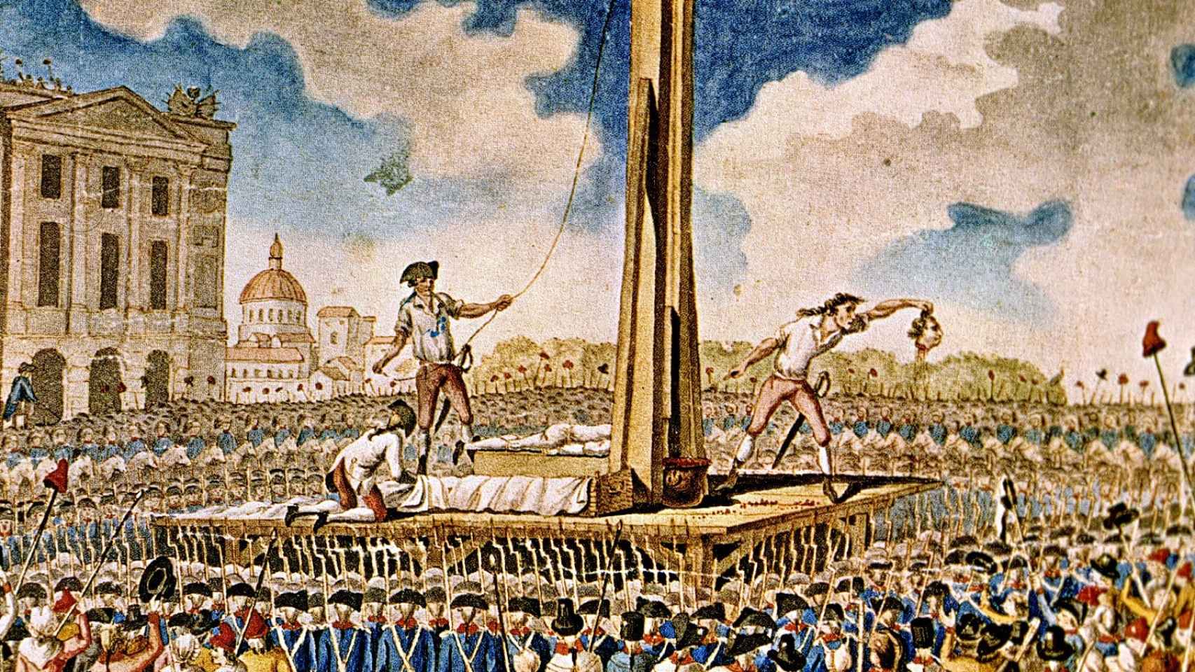 Grabado sobre las ejecuciones a guillotina durante la Revolución Francesa.
