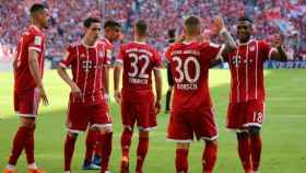 Los suplentes del Bayern celebran un gol