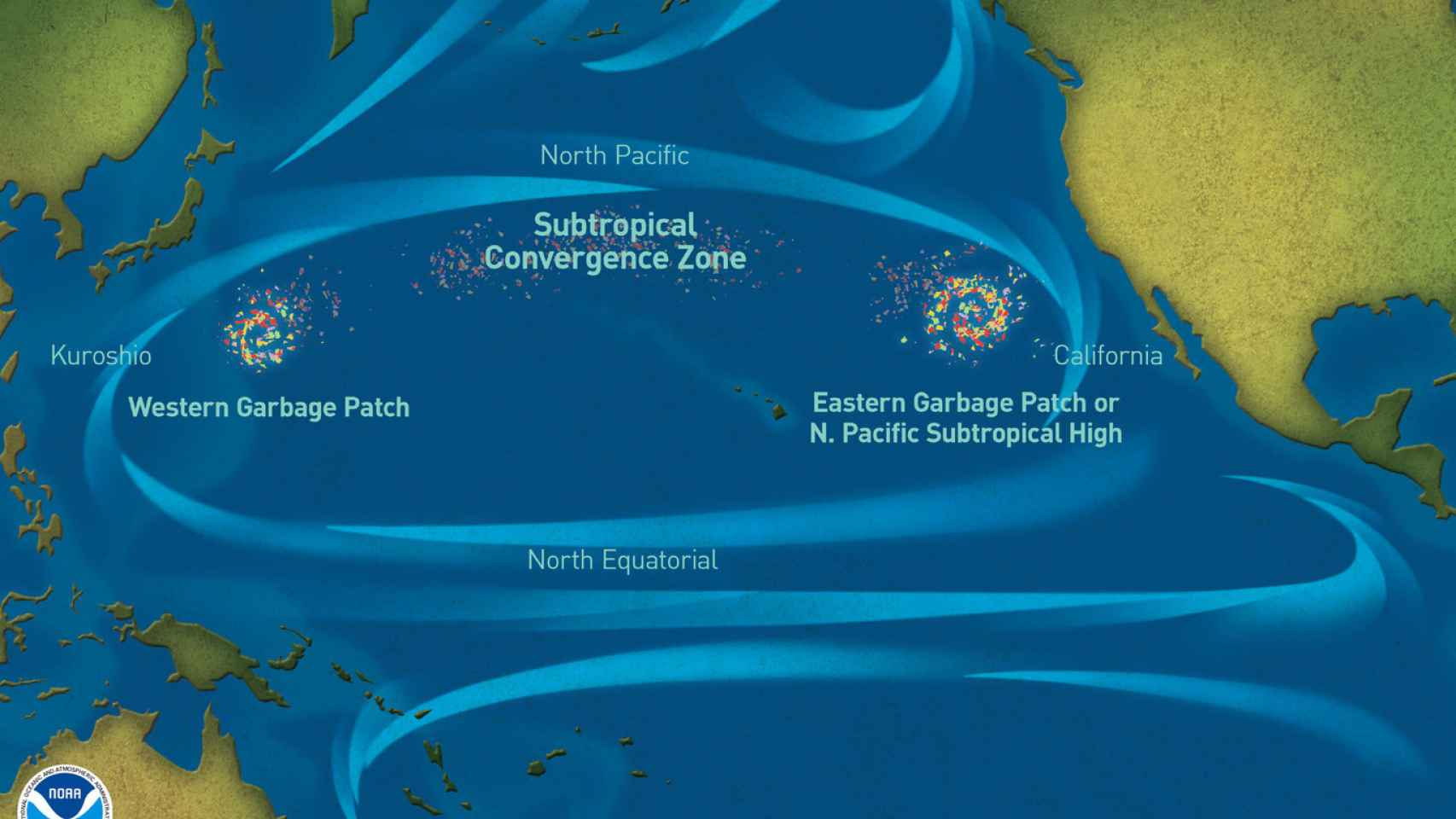 Mapa de la Isla de Basura del Pacífico.