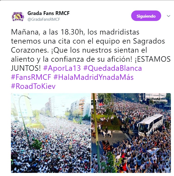 Quedada madridista para recibir al bus del Madrid