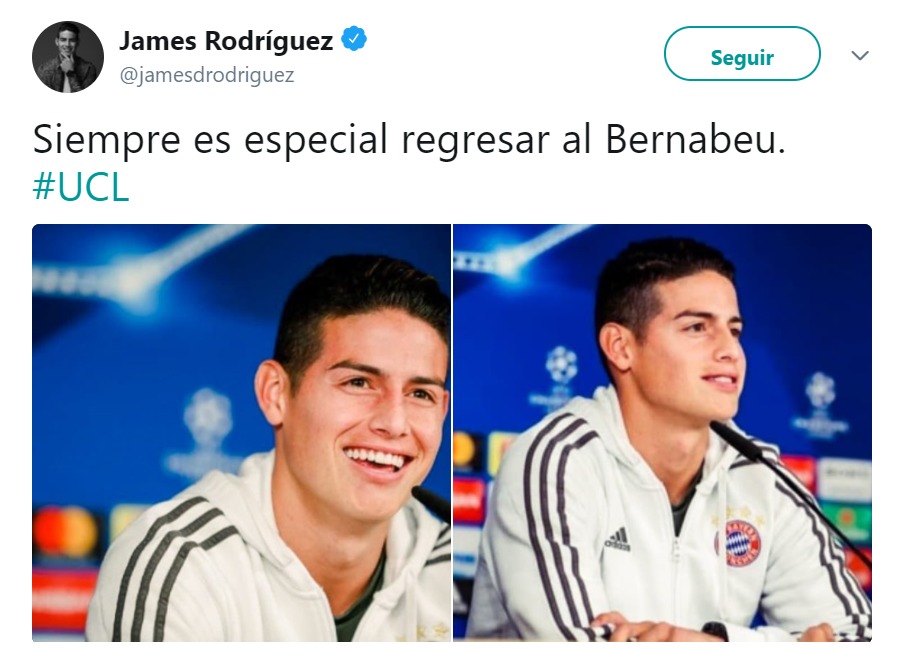 El mensaje de James en redes a la afición del Madrid