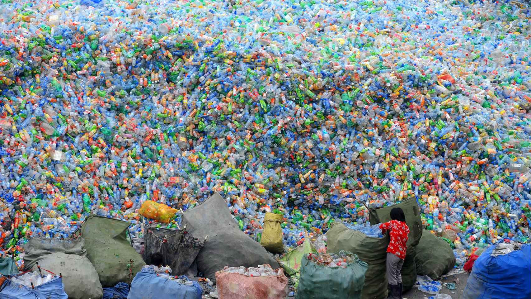 Una planta de reciclaje de botellas de plástico en Henan, China.