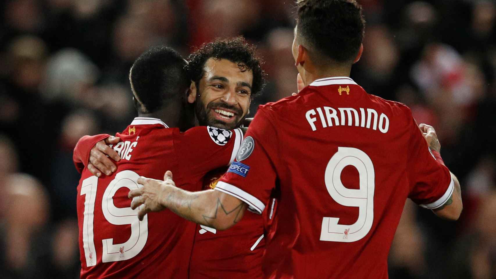 Mané, Firmino y Salah celebran un gol con el Liverpool.