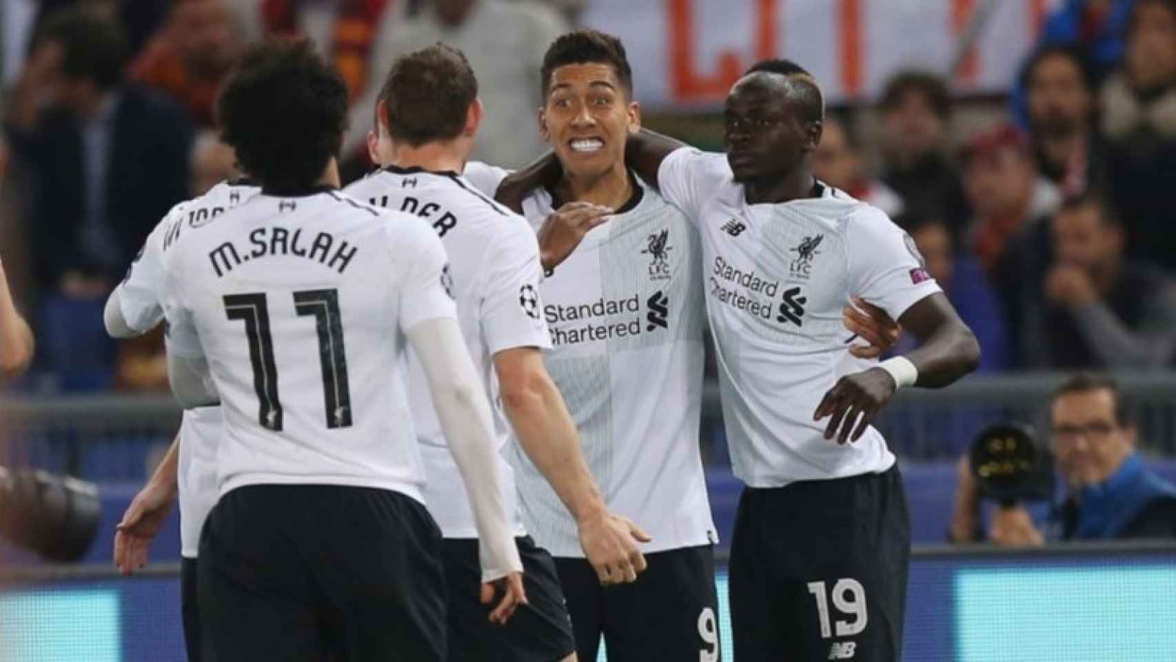 El Liverpool celebra un gol en la Champions. Foto: Twitter (@LFC)