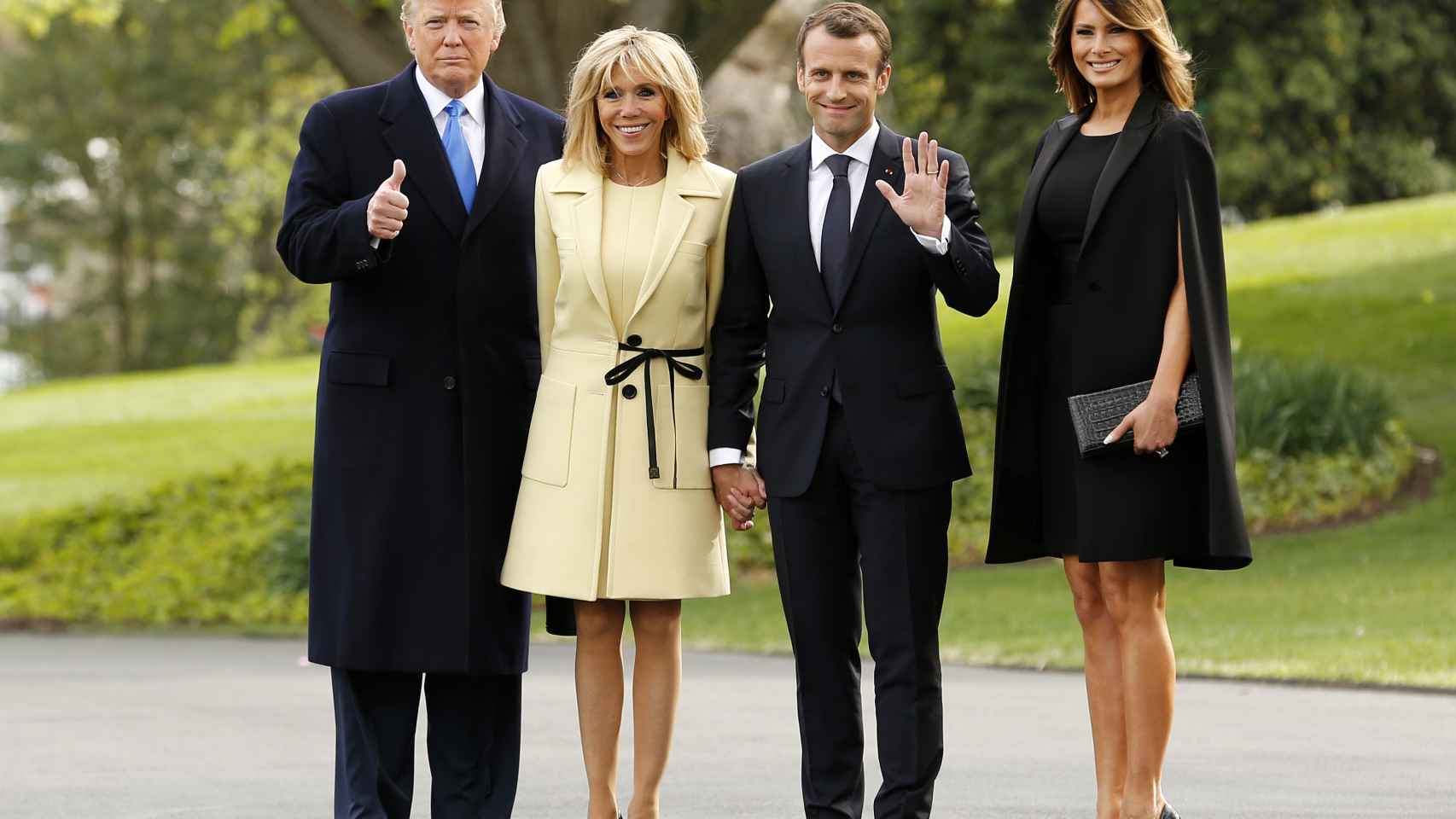 Melania Trump y Brigitte Macron junto a sus maridos, los presidentes Donald y Emmanuel Macron. GTRES.