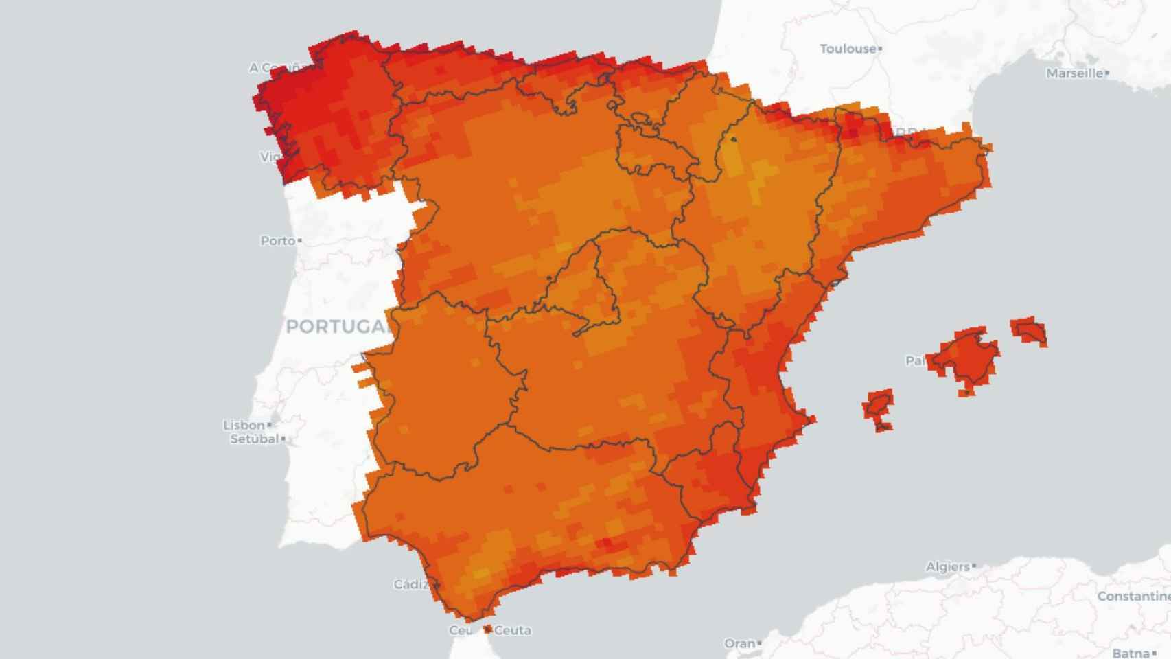 Del naranja al rojo, las regiones que superarán más de 100 noches de calor al año.