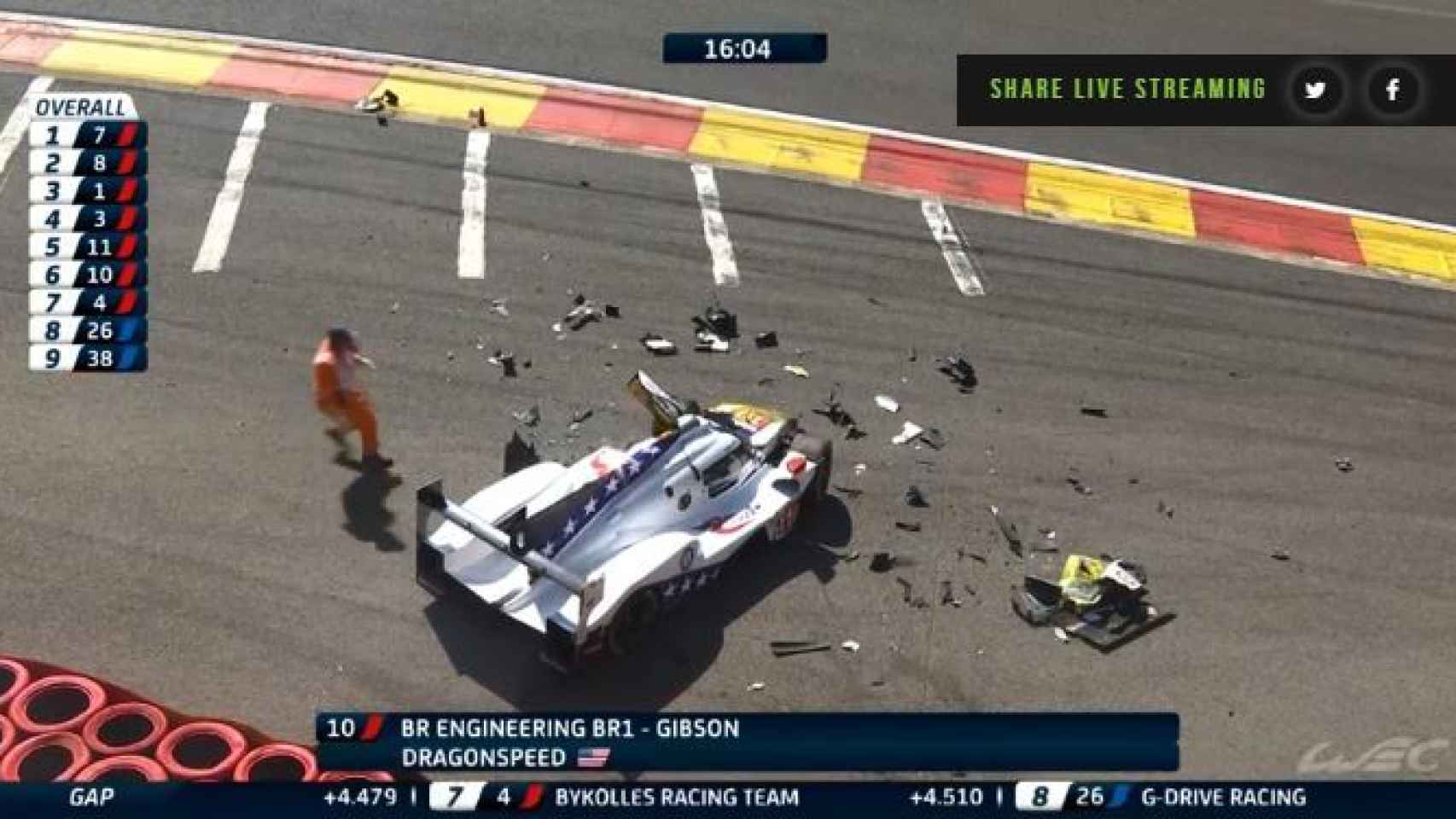 Momento del accidente de Pietro Fittipaldi en las 6 Horas de Spa.