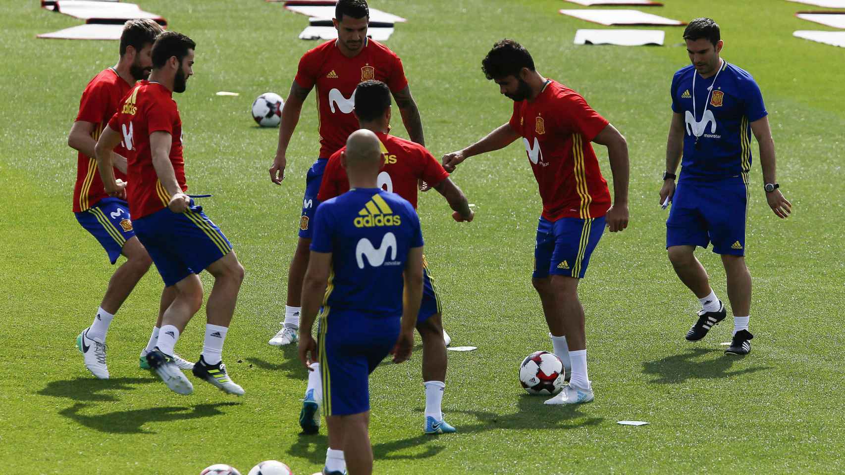 Imagen de un entrenamiento de la selección española de fútbol.
