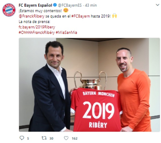 El Bayern Múnich hace oficial la renovación de Ribéry