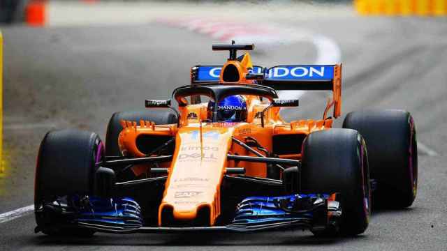 El McLaren de Fernando Alonso en una de las pruebas de este año del Mundial.