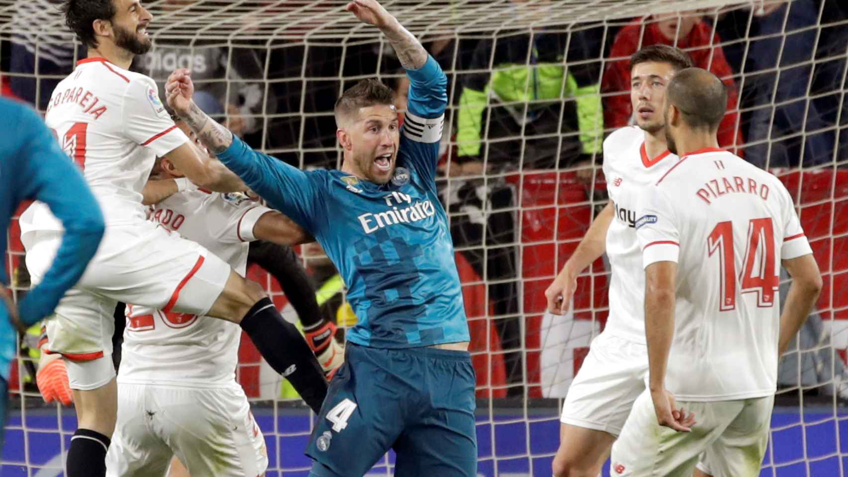 Sergio Ramos durante el Sevilla - Real Madrid de la temporada pasada.