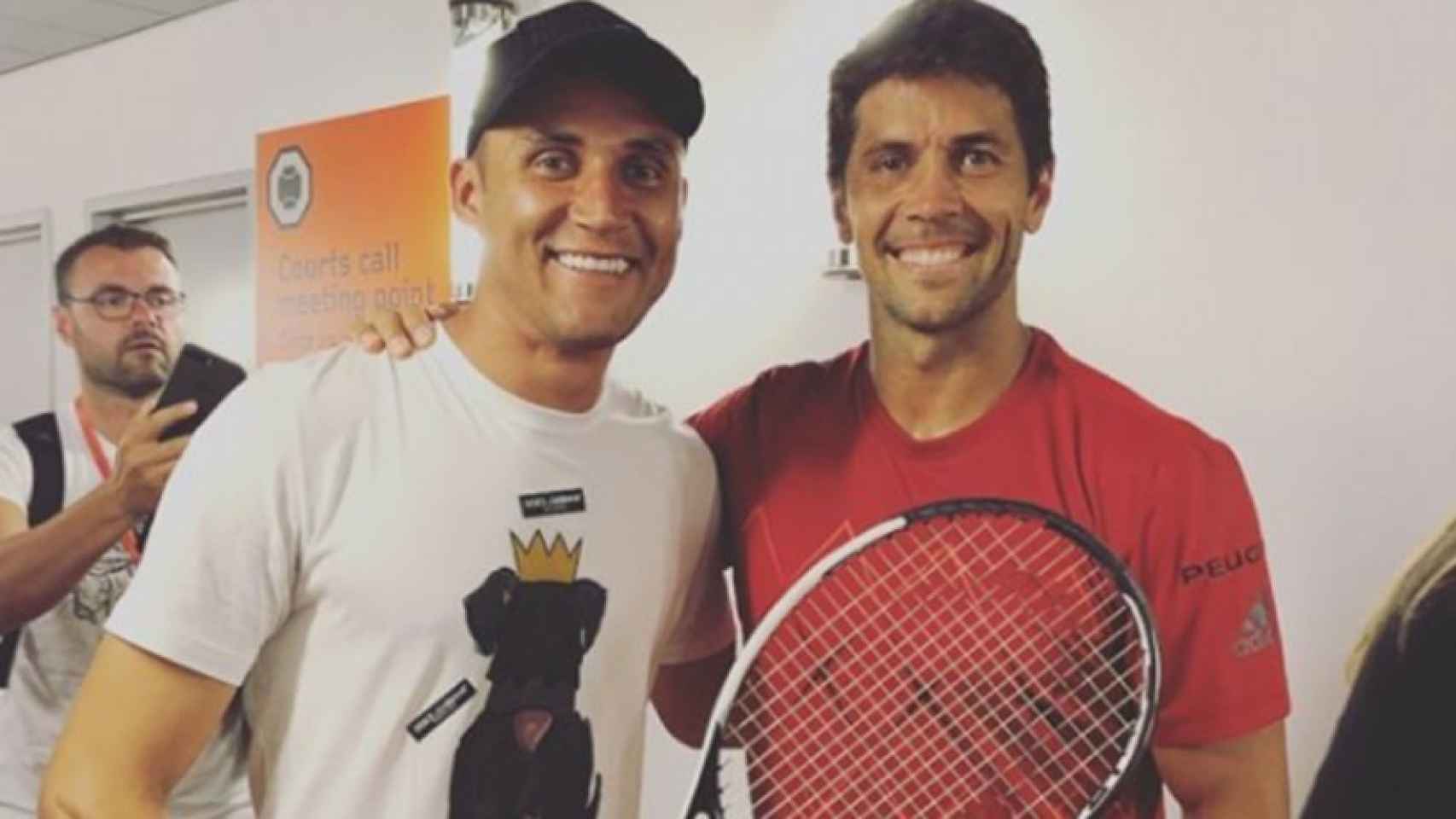 Keylor Navas junto al tenista Fernando Verdasco. Foto: Instagram (@keylornavas1)