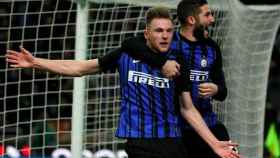 Skriniar celebra un gol con el Inter. Foto Instagram (@inter)