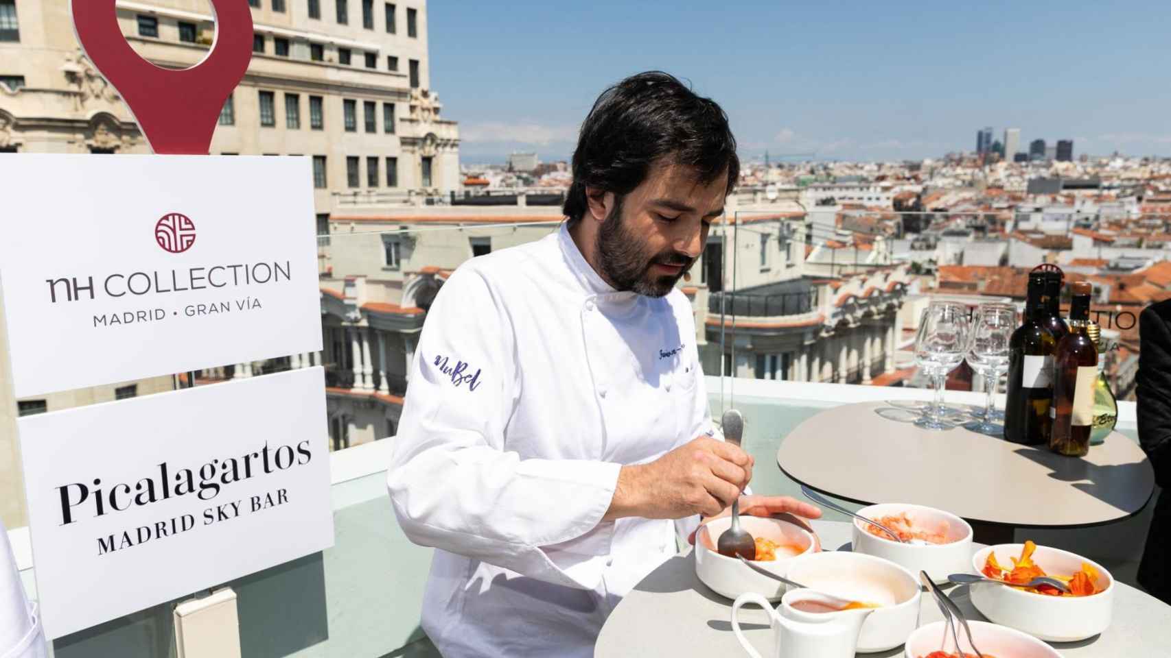 El chef Javier Muñoz-Calero durante la presentación del hotel.
