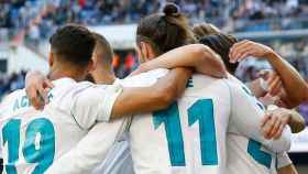 Jugadores del Real Madrid celebrando el gol de Bale