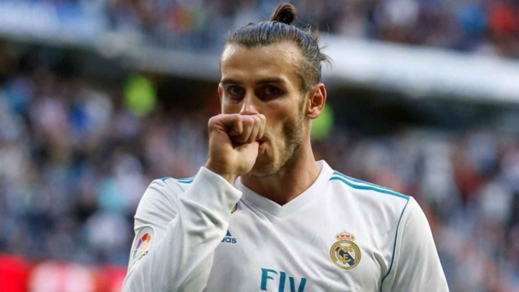 Gareth Bale celebra un gol con el Madrid ante el Celta