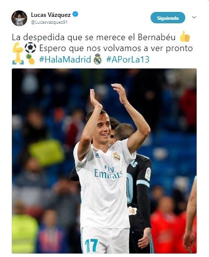 Lucas Vázquez ya se cita con el Santiago Bernabéu